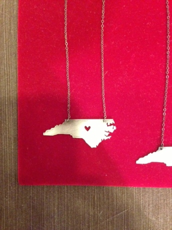 N.C. map necklace by Vespertine