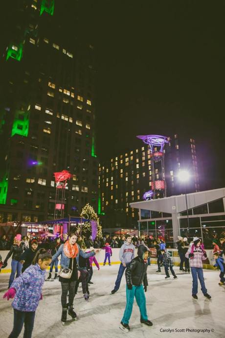 Ice skating in downtown Raleigh; Photo courtesy of Ipreo Raleigh Winterfest